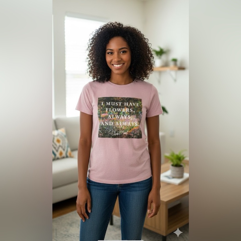 "I Must Have Flowers, Always And Always." Girls Pink T-shirt Size L Top